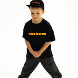 TROUBLE ON MY MIND KIDS GRAPHIC OVERSIZE BLACK TSHIRT