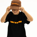 TROUBLE COTTON BROWN + ORANGE KIDS CAMP CAP