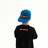 TROUBLE CORDUROY BLUE + ORANGE CAMP CAP