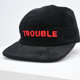 TROUBLE CORDUROY BLACK + RED KIDS CAMP CAP