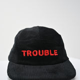 TROUBLE CORDUROY BLACK + RED KIDS CAMP CAP