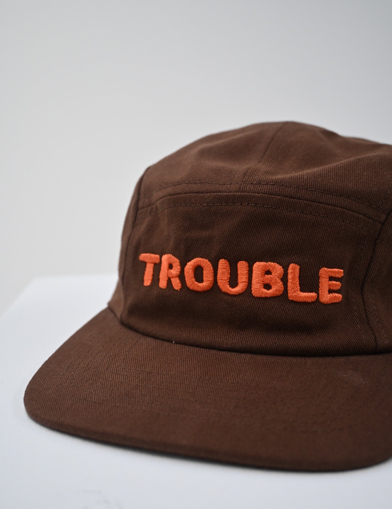 TROUBLE COTTON BROWN + ORANGE KIDS CAMP CAP