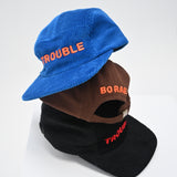 TROUBLE CORDUROY BLUE + ORANGE CAMP CAP