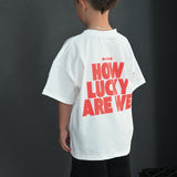 How Lucky Are We | Oversized Kids T-Shirt | White | 100% Cotton | BO RAE